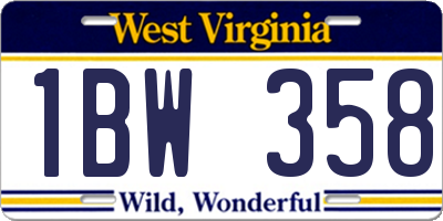 WV license plate 1BW358