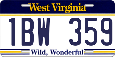 WV license plate 1BW359