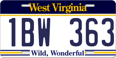 WV license plate 1BW363