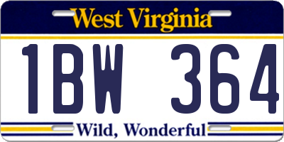 WV license plate 1BW364