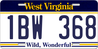 WV license plate 1BW368