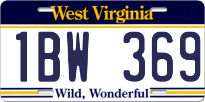 WV license plate 1BW369