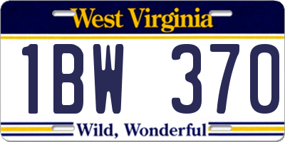 WV license plate 1BW370