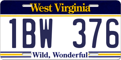 WV license plate 1BW376