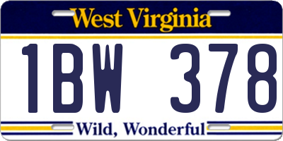 WV license plate 1BW378