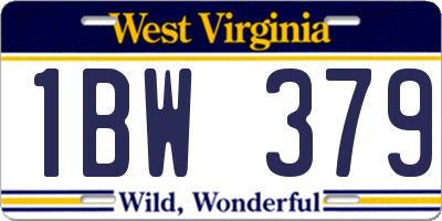 WV license plate 1BW379