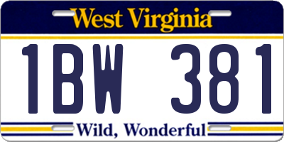 WV license plate 1BW381