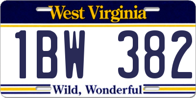 WV license plate 1BW382
