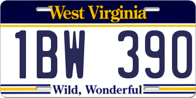WV license plate 1BW390