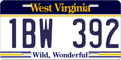 WV license plate 1BW392