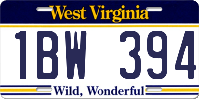 WV license plate 1BW394