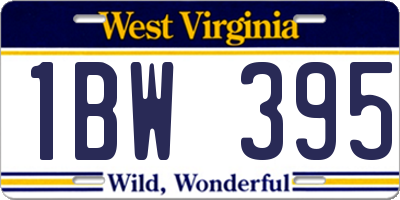 WV license plate 1BW395