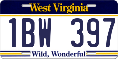 WV license plate 1BW397