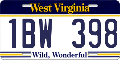 WV license plate 1BW398