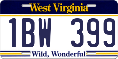 WV license plate 1BW399