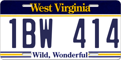 WV license plate 1BW414