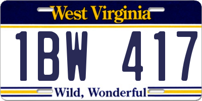WV license plate 1BW417
