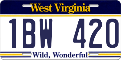 WV license plate 1BW420