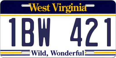 WV license plate 1BW421