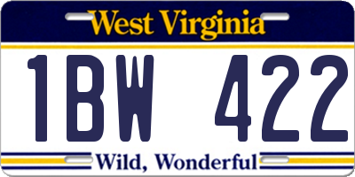 WV license plate 1BW422