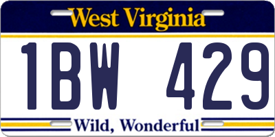 WV license plate 1BW429