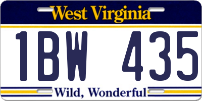 WV license plate 1BW435