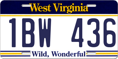 WV license plate 1BW436