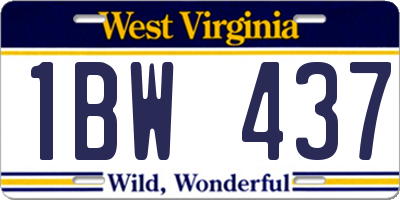 WV license plate 1BW437