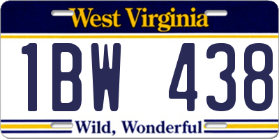 WV license plate 1BW438