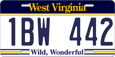 WV license plate 1BW442