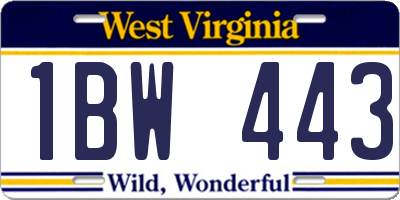 WV license plate 1BW443