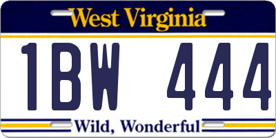 WV license plate 1BW444