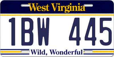 WV license plate 1BW445