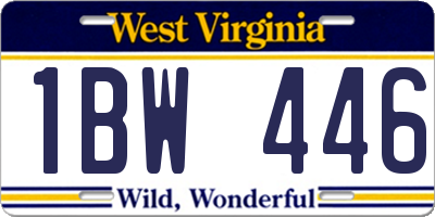 WV license plate 1BW446