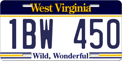 WV license plate 1BW450