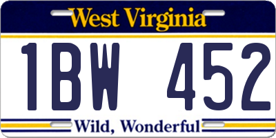 WV license plate 1BW452