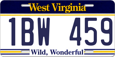 WV license plate 1BW459