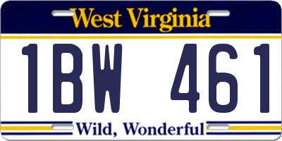 WV license plate 1BW461