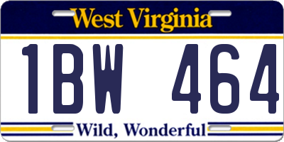 WV license plate 1BW464