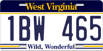 WV license plate 1BW465