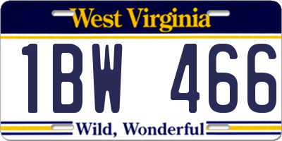 WV license plate 1BW466
