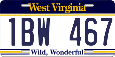 WV license plate 1BW467
