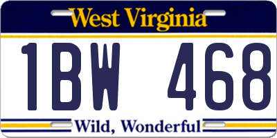 WV license plate 1BW468
