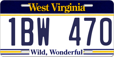 WV license plate 1BW470