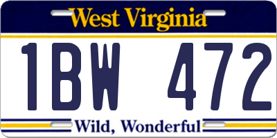 WV license plate 1BW472