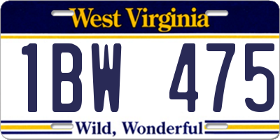 WV license plate 1BW475