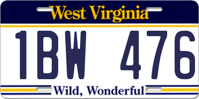 WV license plate 1BW476