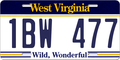WV license plate 1BW477
