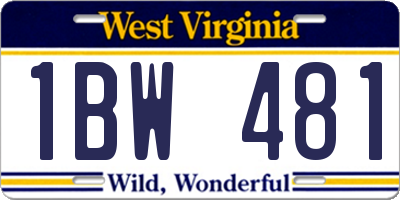 WV license plate 1BW481