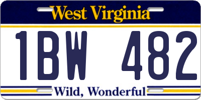 WV license plate 1BW482